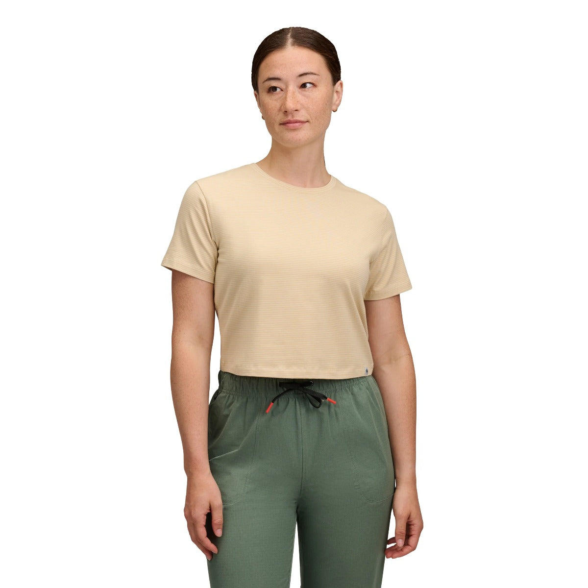BLACK DIAMOND STRIPE CROP SS TEE