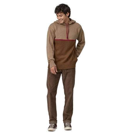 MOŠKI PULOVER S KAPUCO RECYCLED WOOL-BLEND SWEATER rjav - Alpska Šola Bovec