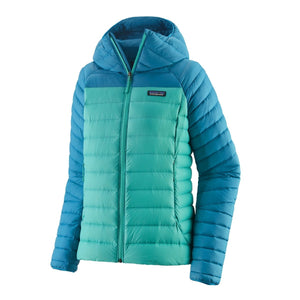 ŽENSKA PUHASTA JAKNA SWEATER S KAPUCO zeleno-modra - Alpska Šola Bovec