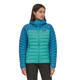 ŽENSKA PUHASTA JAKNA SWEATER S KAPUCO zeleno-modra - Alpska Šola Bovec